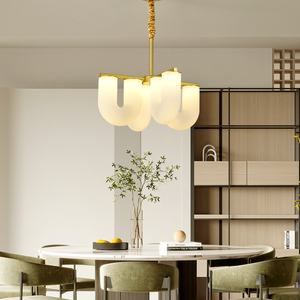 Lámpara de araña de luz colgante LED dorada moderna con Material de PE de hardware para sala de estar y comedor - Product Image 5