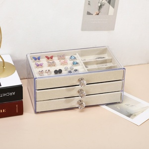 Customized Service Rectangular Three-layer Velvet Casual Jewelry Storage <b>Box</b> <b>Earring</b> Stud Organizer Dustproof Jewelry <b>Box</b> - Product Image 2