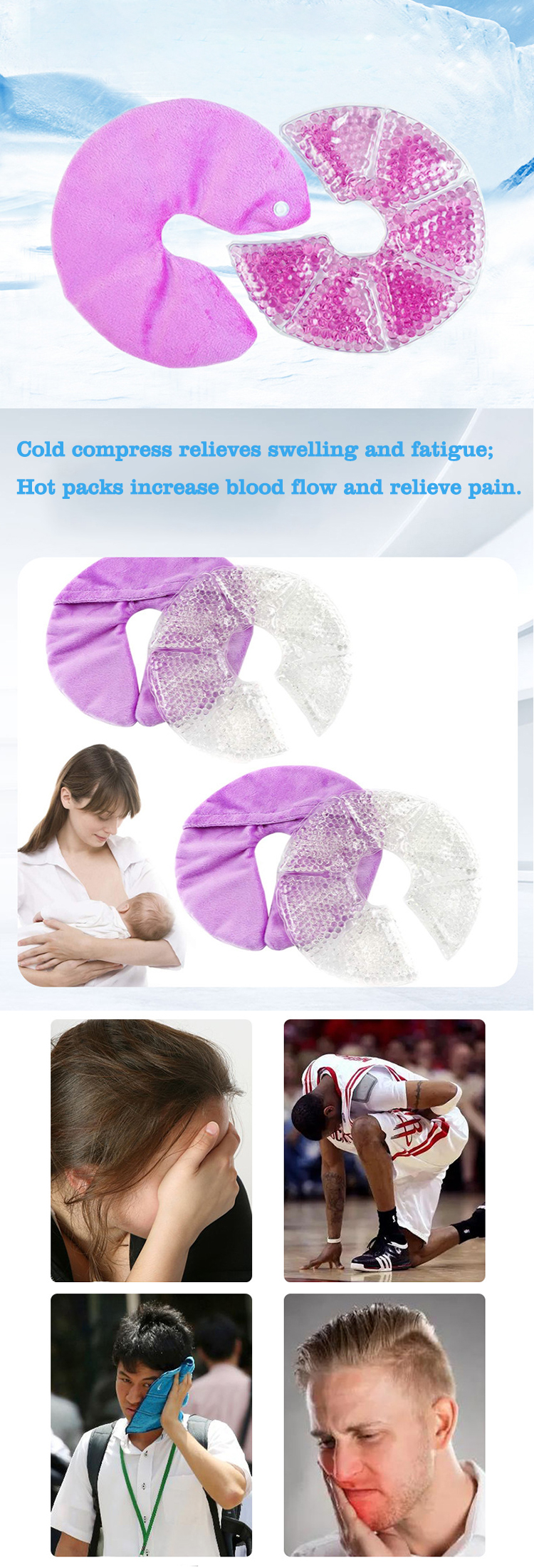 breast feeding gel pads breast care gel bead ice pack hot cold use pad