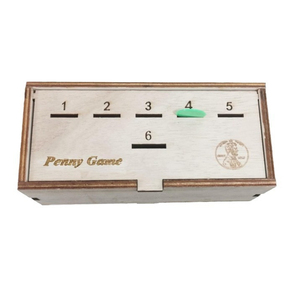 Conception personnalisée Penny Game <span class=keywords><strong>Fun</strong></span> <span class=keywords><strong>Board</strong></span> fonctionne avec se débarrasser des pièces de monnaie pour gagner une boîte en bois de dés stratégiques simples - Product Image 1