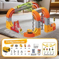 ITTL Circuit de Course Flexible 3D 117 Pièces avec Véhicule Électrique, Jouets de Construction DIY, Circuit de Voitures en Cubes, Jouets de Train Électrique pour Enfants
