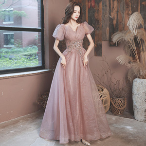 Women's Evening Gown Pink A-Line Empire Waist Sweetheart Neckline Organza Long Dress For Formal Events - Product Image 2
