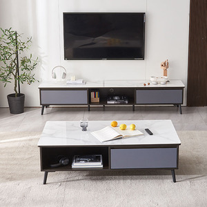 Meuble TV de luxe en <span class=keywords><strong>pierre</strong></span> frittée noir et blanc pour salon, villa, maison - Product Image 1
