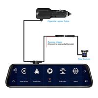 Rétroviseur de Voiture 9.66'' IPS à Écran Tactile, Caméra de Tableau de Bord DVR Avant Arrière, Media Streaming sans Fil avec Carplay et Android Auto