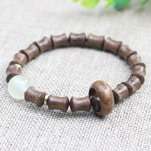 Golden Sandalwood Bamboo Joint <b>Bracelet</b> 8x10mm 17 Beads Ethnic Style Unisex <b>Couple</b> Jewelry Everyday Wear - Product Image 3