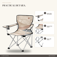 Chaise de camping en gros à dossier haut avec porte-gobelet latéral et logo et motif personnalisés pour le glamping en plein air dans le désert