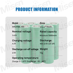 Pin Lithium-ion hình trụ loại A 21700 5000mAh 4800mAh 3.7V, mã INR21700 50S 50E 50GB 50G, dùng cho xe đạp điện 48V và xe tay ga - Product Image 2