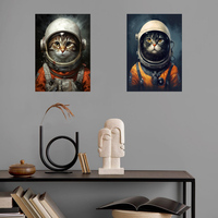 Drop Shipping Fashion Vintage Tin Print Metal Poster Bedroom Wall Art Painted Astronaut Cats Work Plaque Magnet Hanging System