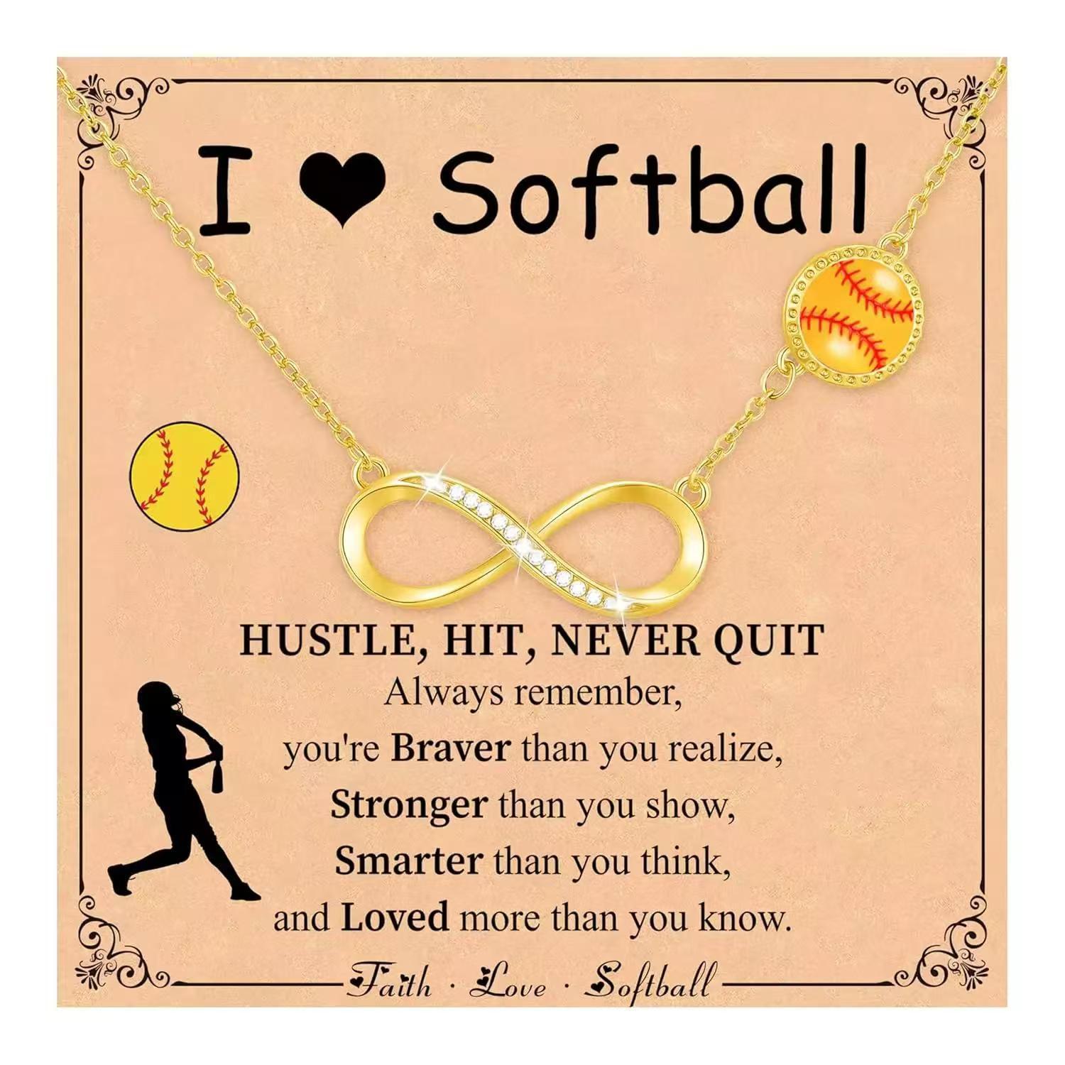 Collier softball jaune 8 mots en cuivre et or zircon