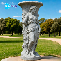 Pot de fleurs sur mesure, fait main, sculpté à la main, de style grec traditionnel, en marbre, de grande taille, pour l'extérieur, les temples et les jardins