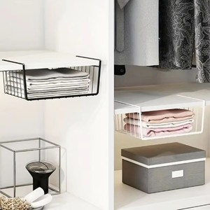 Hanging Under Shelf Wire <b>Storage</b> <b>Basket</b>, Closet Wardrobe Clothes Organizer Rack <b>for</b> Household <b>Storage</b> - Product Image 3