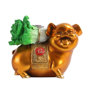 Figuras de cerdo y repollo, 2 uds., material de cobre, decoración de Año Nuevo Chino, regalo para el hogar y la oficina - Product Image 4