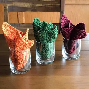 Y-F 100% कपास लत्ता पोंछते लत्ता हाथ बुना हुआ पकवान कपड़ा पर्यावरण के अनुकूल crochet थाली पीछने का कपड़ा
