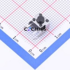 TC-6615-5-260G Tactile Switch Bent Lead Through Hole-4P,6x6mm Switch Single Pole Single Throw Round Button 2.6N Right Angle - Product Image 1