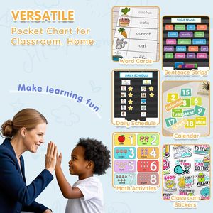Tableau de poche 28x28 pouces, 7 poches avec sac de rangement pour mur de mots en classe, utilisation par les enseignants et les élèves - Product Image 2