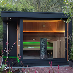 <span class=keywords><strong>Sauna</strong></span> à vapeur humide moderne en <span class=keywords><strong>bois</strong></span> massif pour 6 personnes avec bain froid intégré pour villas, vente en gros - Product Image 3