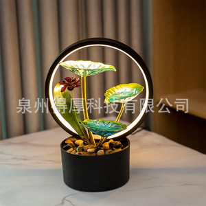 Fuente de agua decorativa redonda eléctrica con retroiluminación, rueda Feng Shui, decoración interior para el hogar, regalo para la sala de estar, regalo de inauguración de casa - Product Image 4