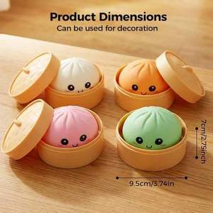 Cute Cartoon Shape Dumpling Squishy 2026 New Bun <b>Squeeze</b> Stress Relief <b>Ball</b> with Steamer Box (Eco-Friendly TPR 1 Pcs) - Product Image 5