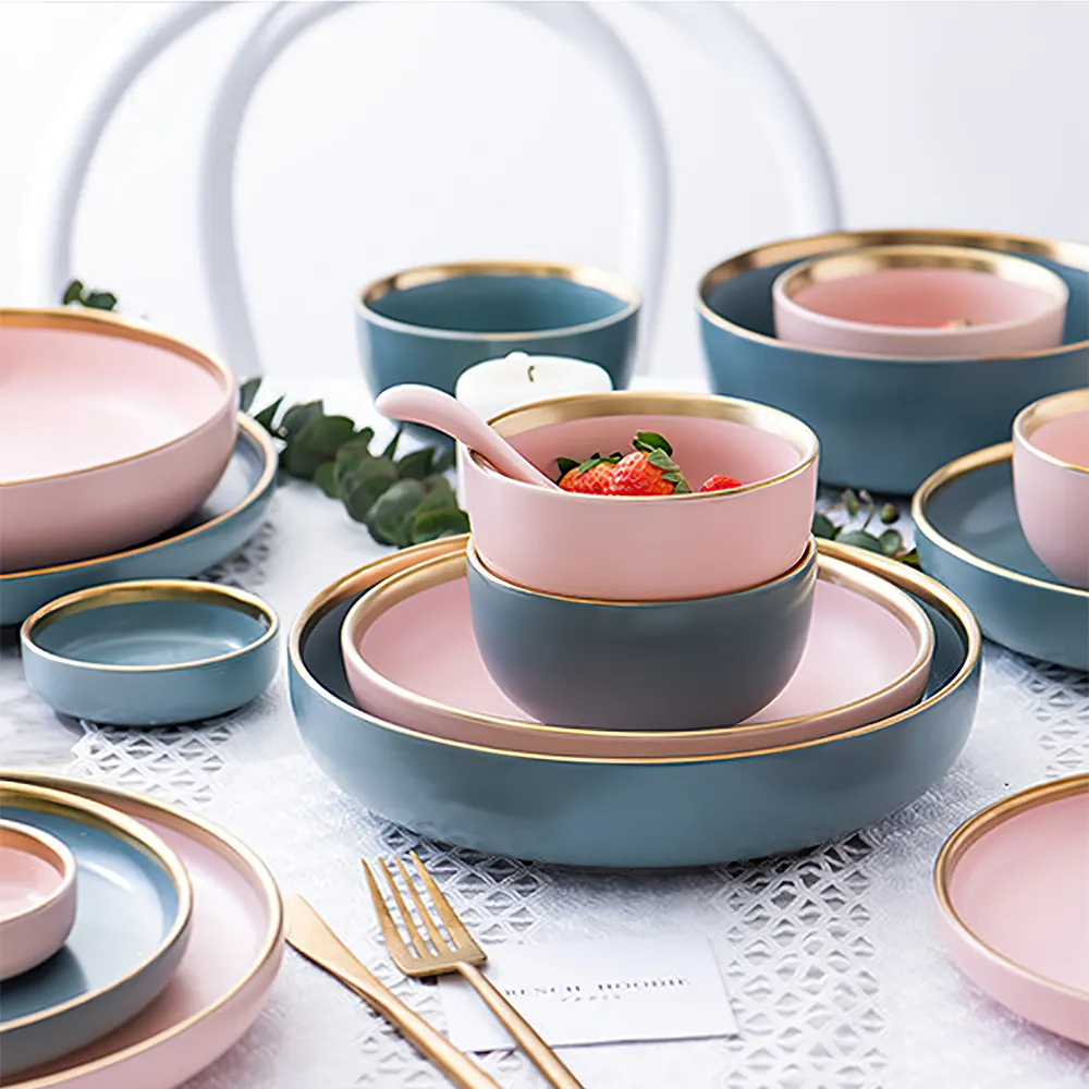 A buon mercato all'ingrosso con set di stoviglie in ceramica nordica