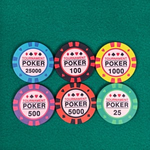 Jetons de poker de tournoi de qualité casino, 8 bandes, dénomination complète 25-2500, approvisionnement direct usine, sans MOQ, <span class=keywords><strong>en</strong></span> stock pour casino de table - Product Image 2