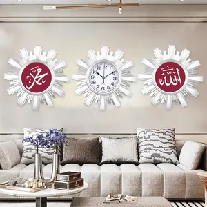 Set di orologi da parete in plastica retrò con struttura tridimensionale per foto set di orologi da parete musulmani