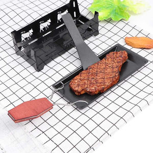 Mini grille à raquette pliable en bois, antiadhésif, 1 pièce, accessoire léger pour extérieur - Product Image 3