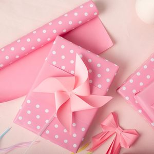 Pink Polka Dot Gift <b>Wrap</b> <b>Paper</b> <b>Roll</b> 17 Inch X 33 Feet Double Sided Recyclable For Birthday Bridal Shower Craft - Product Image 2