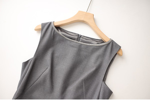 Abito da Ufficio Primaverile 2026, Nuovo Modello di Tendenza, Senza Maniche, Collo Tondo, Tessuto Sagomato con Vita Plissettata, Stile <span class=keywords><strong>A</strong></span>-Line - Product Image 5