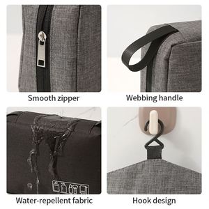 Bolsa de Aseo de Viaje de Tela Catiónica, Bolsa de Cosméticos Portátil, Bolsa de Maquillaje Multifuncional con Gancho - Product Image 6
