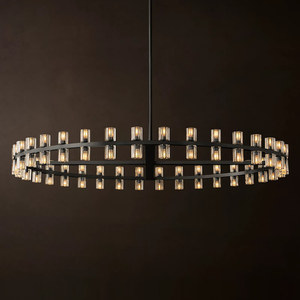 American 60" Retro Restaurant Big Led Round Chandelier Black Modern Brass Wagon Wheel Large Chandelier - Product Image 3