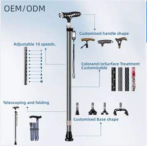 歩行棒2025新しい調節可能なテレスコピック医療用杖LEDライトと磁気ハンドル付きカスタムカラー - Product Image 6