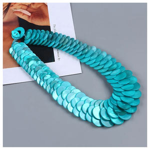 สร้อยคอมุกหลากสีลายเกล็ดมังกรลูกปัดมุกหลายสีขาวสไตล์ฤดูร้อน - Product Image 4