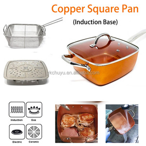 กระทะเซรามิกเคลือบสารกันติด คุณภาพสูง 4 ชิ้น ทำจากอะลูมิเนียมอัดขึ้นรูป ใช้กับเตาแม่เหล็กไฟฟ้าได้ ขนาดใหญ่ รูปทรงสี่เหลี่ยม ลึก - Product Image 2