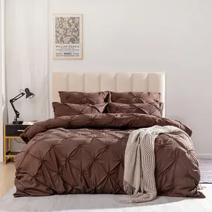 European Style Luxury Microfiber Hotel Beautiful Exquisite Pintuck Embroidery Bedding Set Bed Sheet Duvet Cover Set