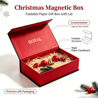 Boîte cadeau magnétique pliable de Noël personnalisée, boîte en papier rigide avec logo personnalisé, OEM ODM, boîte d'emballage à fermeture magnétique pliable