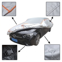 Housse de voiture longue en tissu polyester MUSE 210T, bandes réfléchissantes, anti-poussière, anti-soleil, épaisseur 1,5 mil, protection UV, rejet IR/UV à 90%