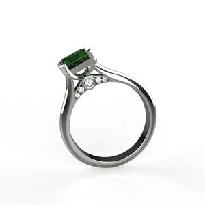 Sterling <b>Silver</b> Faux <b>Emerald</b> <b>Ring</b> With Diamonds For Girls &amp; Women - Product Image 2