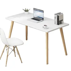 2024 Nordic style modern study book desk for bedroom Large Desktop White Blue Simple computer desk table