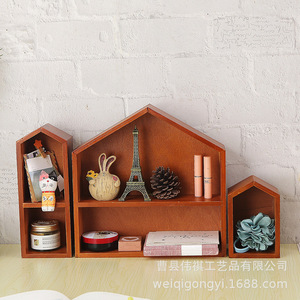 Solid Wood House Shaped <b>Desktop</b> Storage <b>Shelf</b> For Makeup Perfume Display Organizer 2L Capacity Cao County Origin - Product Image 1