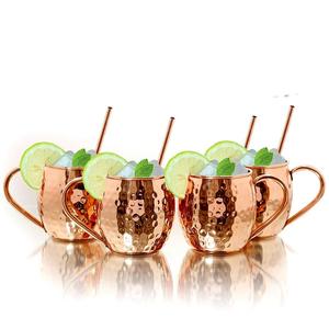 Tasse en cuivre massif faite à la main pour Cocktail, accessoire pour mulet <span class=keywords><strong>de</strong></span> moscou, ensemble <span class=keywords><strong>de</strong></span> <span class=keywords><strong>4</strong></span> unités - Product Image 2