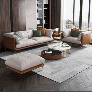 Văn phòng sofa da tối giản kinh doanh tiếp tân khu vực tiếp tân giải trí văn phòng sofa Bàn cà phê kết hợp - Product Image 5