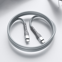 Cable DE DATOS Pd 65W USB C a tipo C, Cable de datos de teléfono móvil de carga súper rápida, interfaz trenzada de nailon, Cable blanco para teléfono móvil