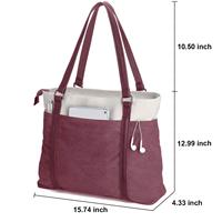 Tas Laptop Wanita untuk Kerja, Ringan, Kanvas Kombinasi, 15.6 Inch, Tas Tangan