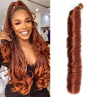 Extensions de cheveux synthétiques à trame unique, tresses au crochet French Curl, 22 pouces, ondulées et rebondissantes, pour blondes, fibre haute température