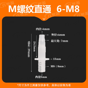 พลาสติก PP M8 ข้อต่อเกลียวตรง ทนความร้อนสูง 6 มม. - Product Image 2