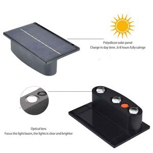 Lampu dinding pagar tenaga surya, alat penerangan luar ruangan tahan air pencahayaan malam penuh suhu warna dapat diatur nyala/mati otomatis 3 LED - Product Image 4