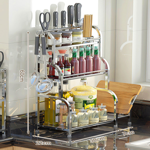 Sell Well <strong>3</strong> <strong>Layer</strong> Metal Standing Spice Holder Kitchen 2-tier Shelf Organizer <strong>Counter</strong> <strong>Top</strong> Storage <strong>Rack</strong> - Product Image 4