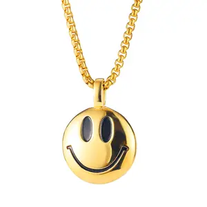 2021 collana con ciondolo Smiley di moda argento/placcato in oro gioielli in acciaio al titanio collane con faccina per donna uomo