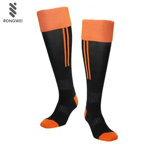 Оптовая продажа дешевые высококачественные взрослые оранжевые обороты футбольные носки