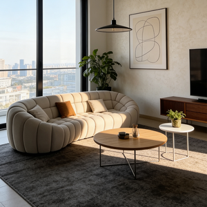 Ensemble de canapé gonflable en forme d'arc créatif, qualité supérieure, cadre durable, base en bois massif, couleur et texture personnalisées - Product Image 6